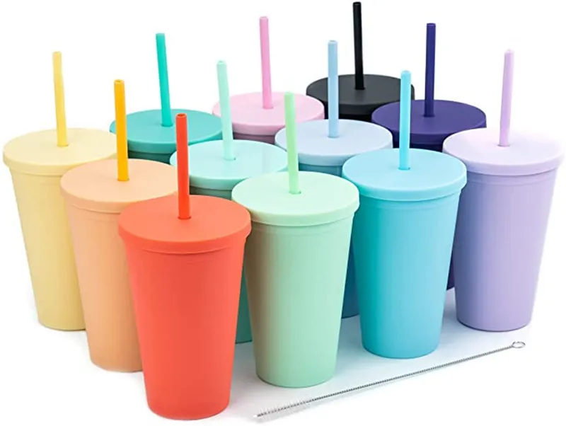 16oz Double Wall Vacuum Reusable Acrylic Bulk Tumblers With Straws In  Perfect For Christmas Parties And Gifts From Kevinliu2765, $10.01